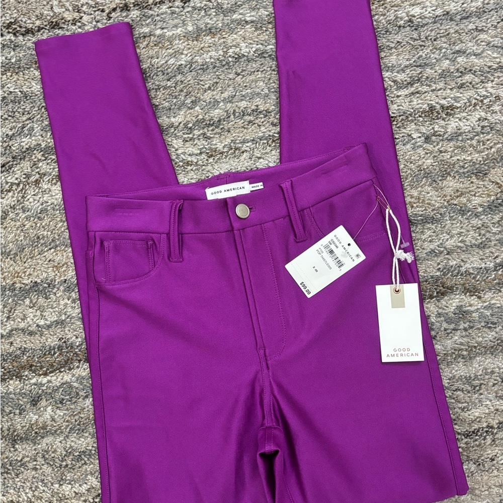 Good American High Rise Skinny Jeans Sz 00/24 NWT | Good American Purple Skinny- - Picture 7 of 13